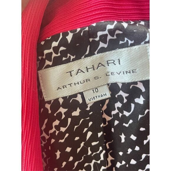 Tahari Bright Salmon Pink Black Studs Blazer Jacket Modern Size 10 - Picture 8 of 9